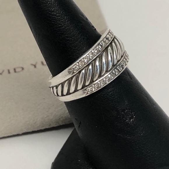 David Yurman Diamond Thoroughbred Cable Band Ring .925 - Picture 3 of 10